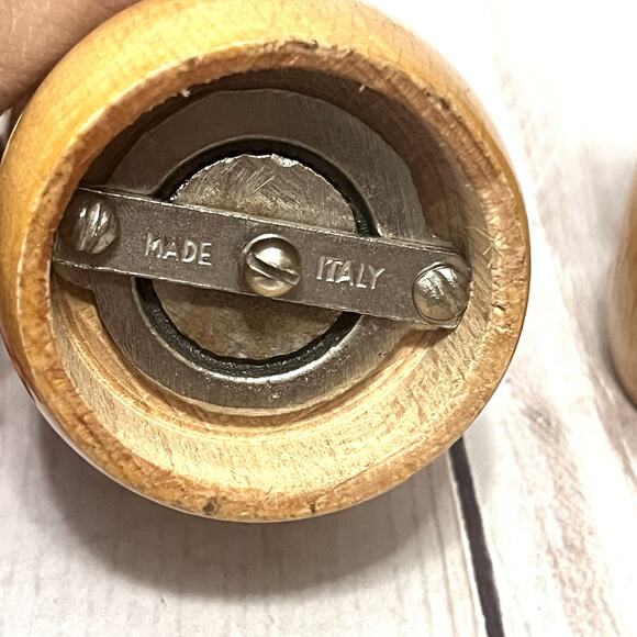 Vintage MCM Fraber Made In Italy Wooden Pepper Mill And Salt Shaker Grinder - Picture 6 of 10